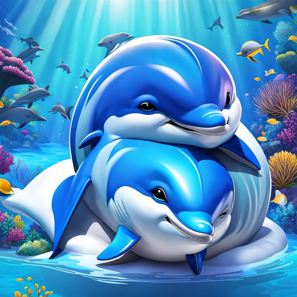 2 Dolphin cartoon cute