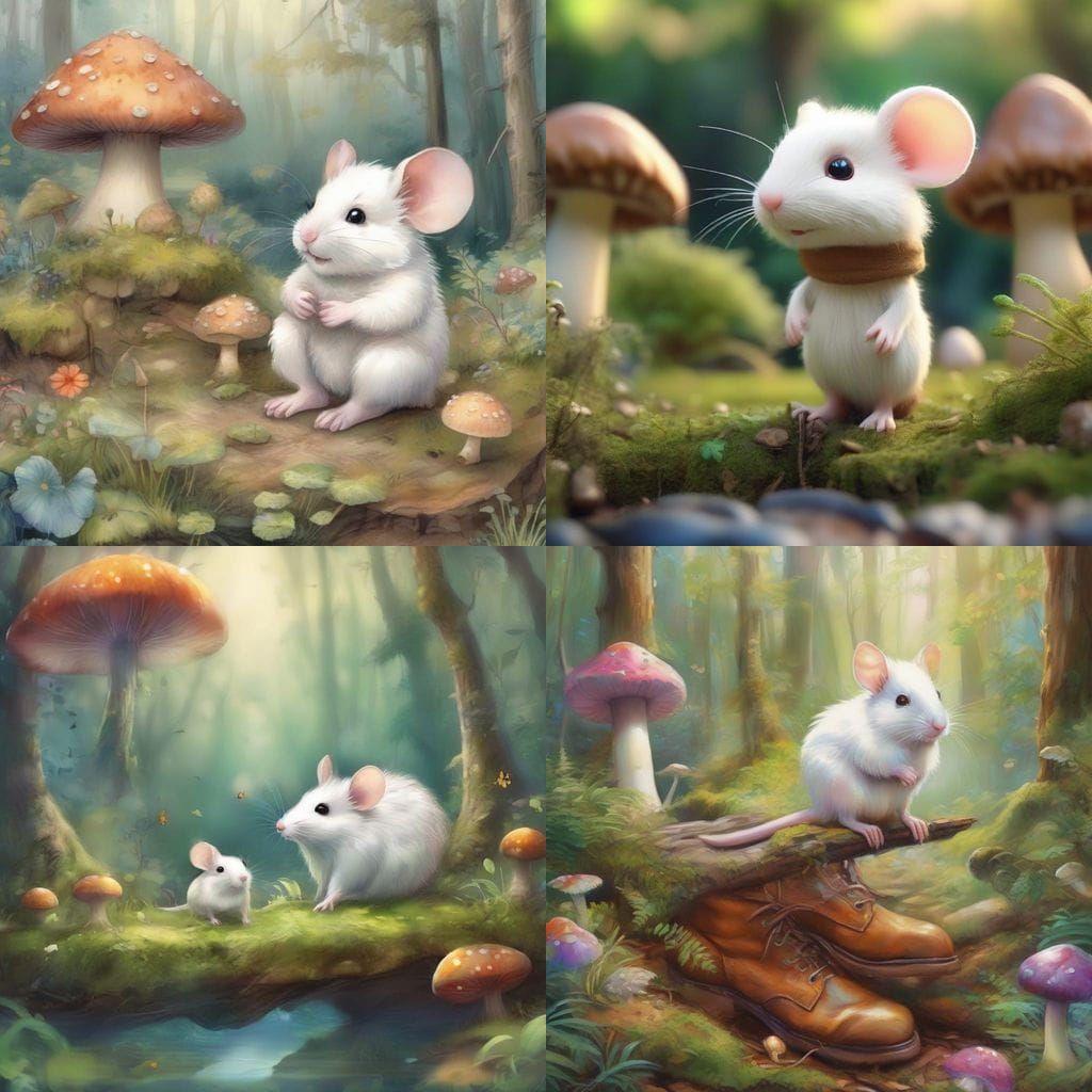 Whimsical Fantasy Mouse in a Magical Forest
