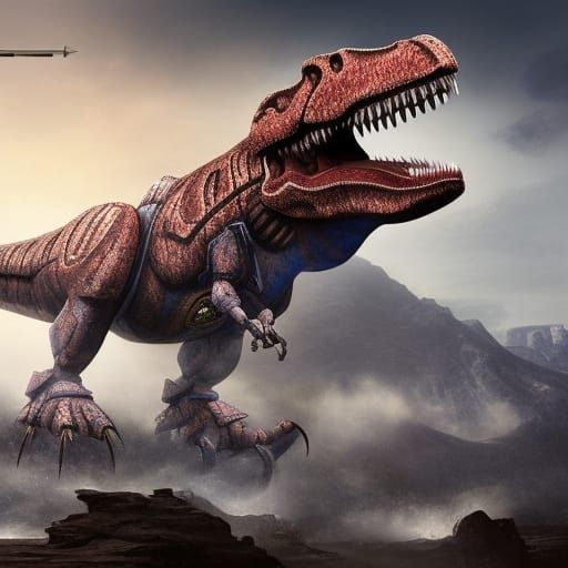 Epic Battle-Bot Giganotosaurus Digital Painting