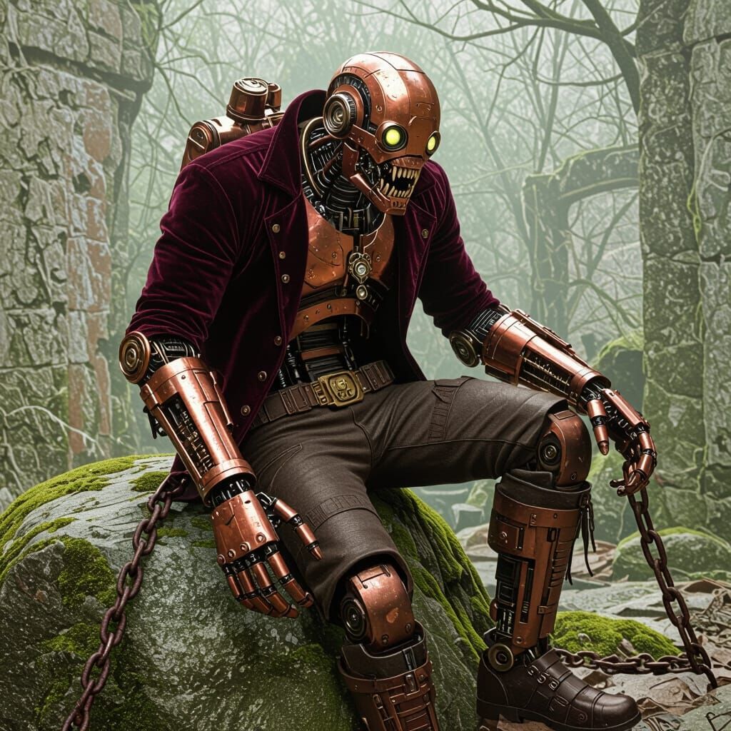Steampunk Manroid: Feral Beast in Abandoned Zoo