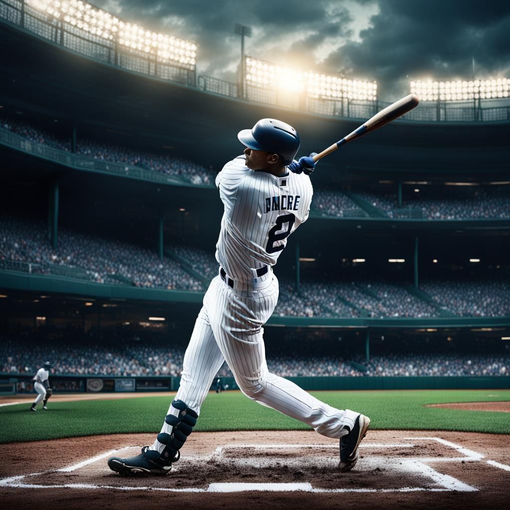 Baseball Player Hitting Home Run: Digital Matte Painting