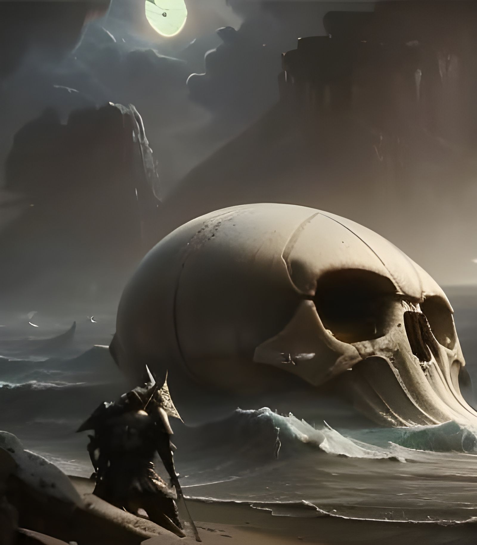 Giant Crab on Skull: Dark Fantasy Art