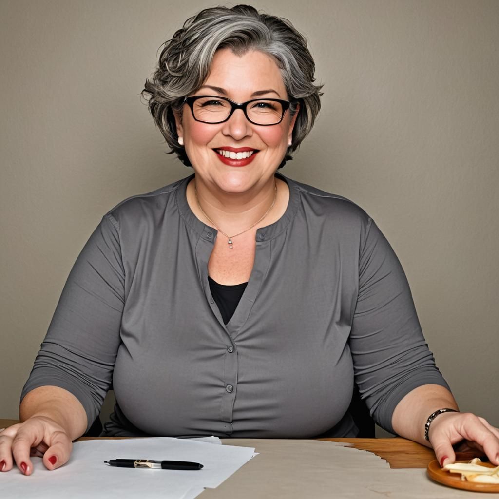 Plus-Size Figure with Bloated Belly at Table