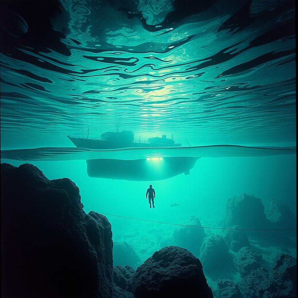 Surreal Liminal Dreamscape: 80s Aquatic Horror