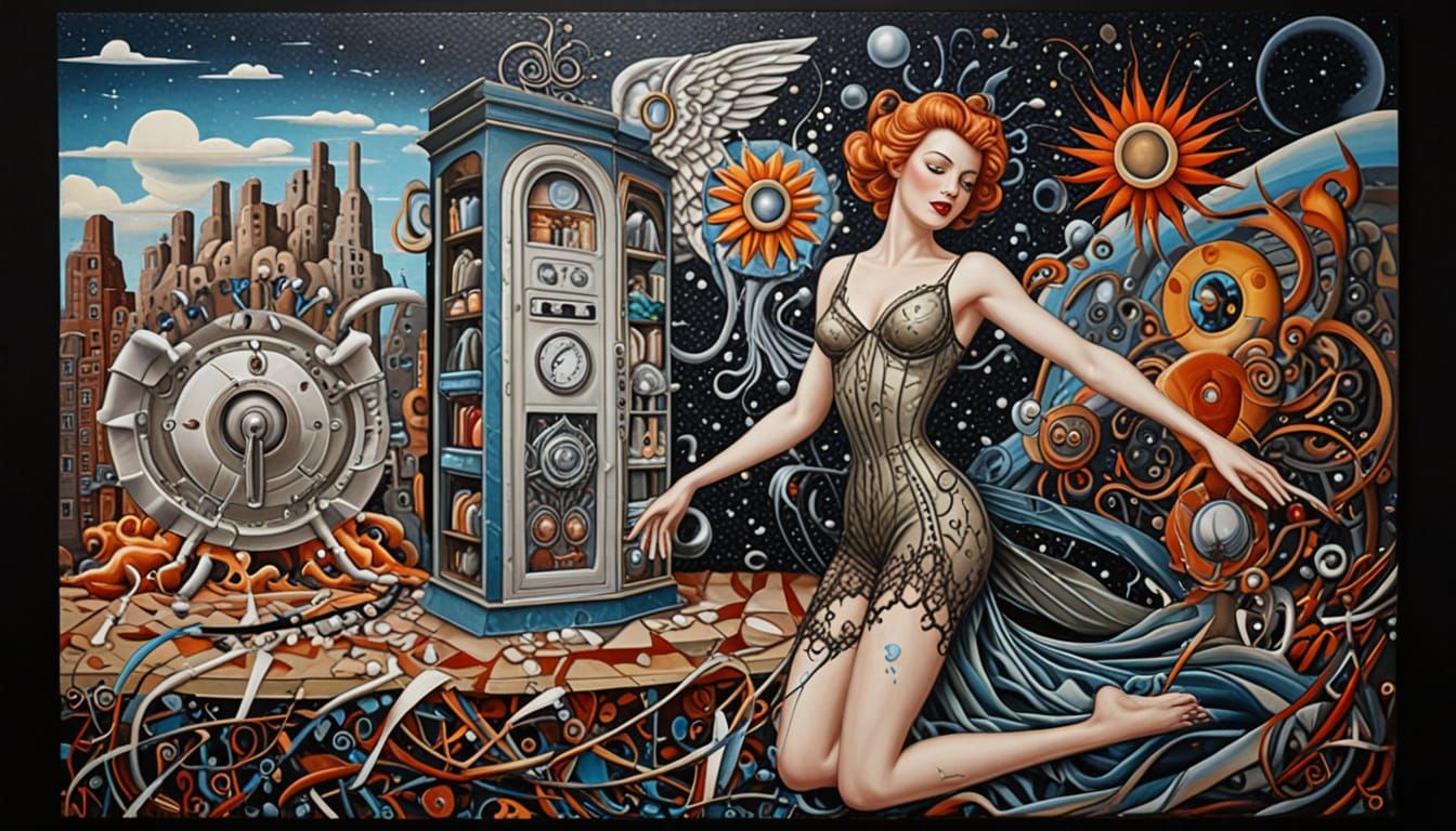 Bauhaus surrealism melting distortions mind bending cracked ...