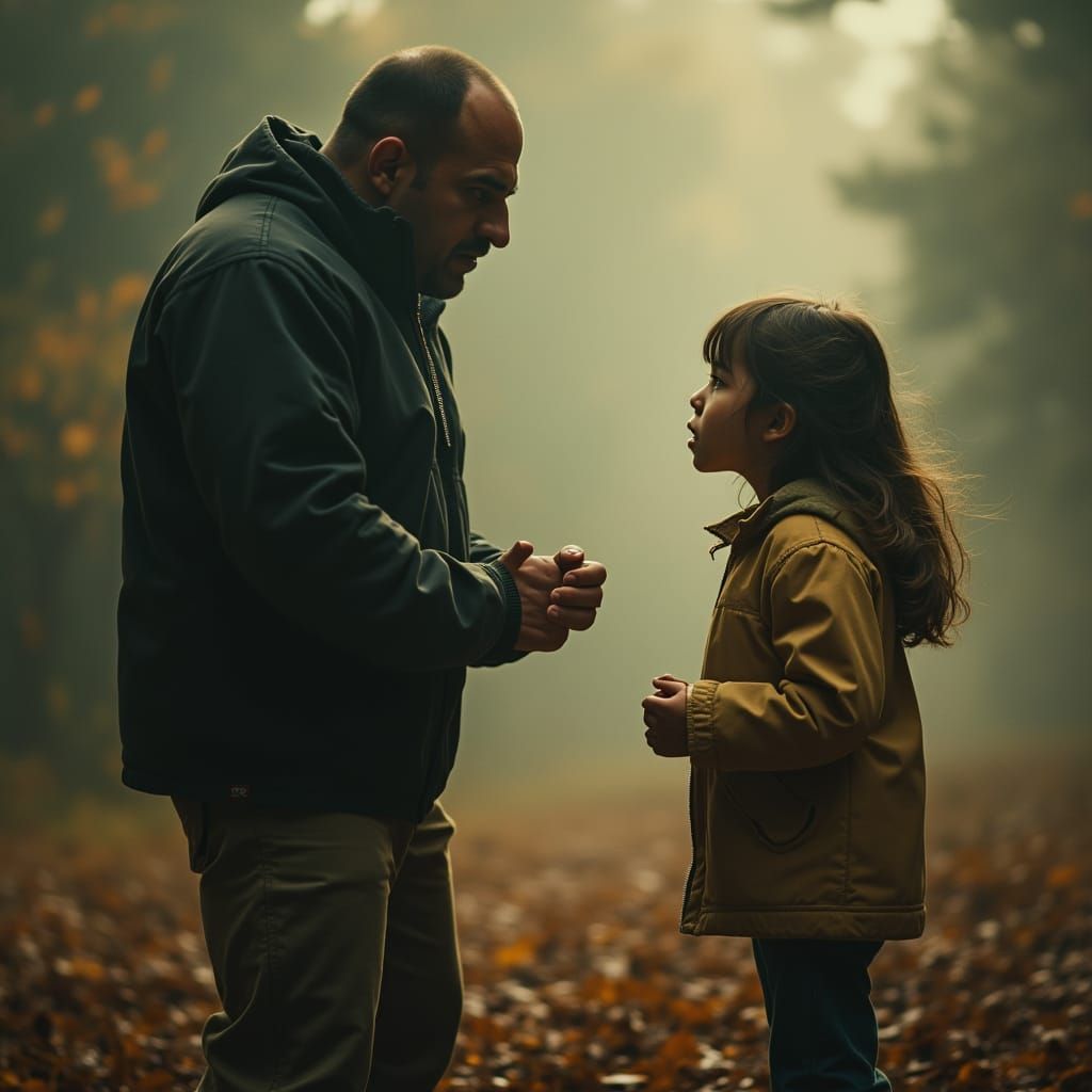 Child Confronts Killer in Cinematic Film Still