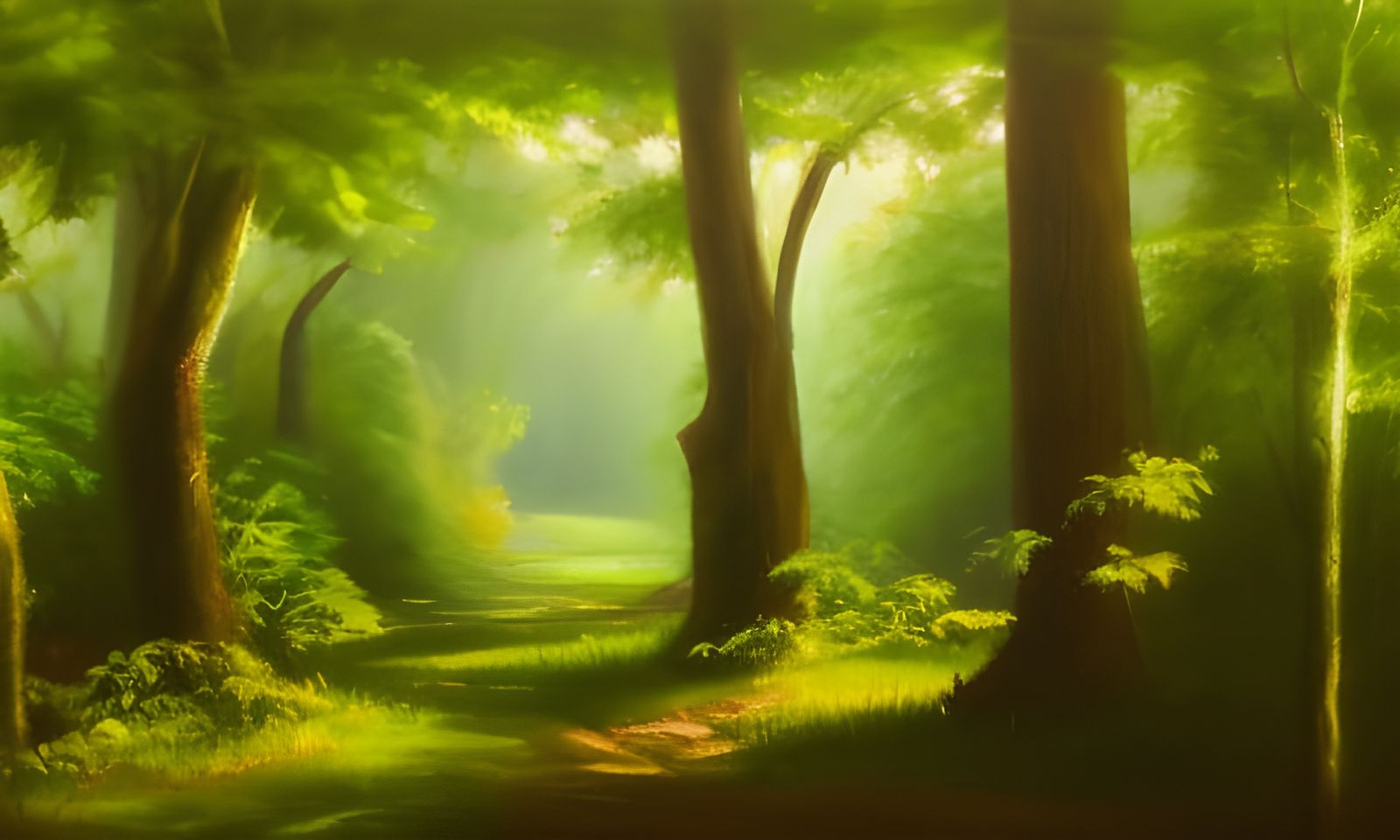 Lush Secret Forest Grotto: Oil on Canvas