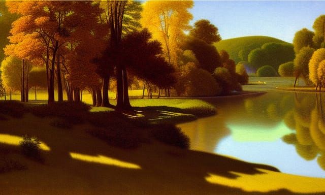 Raccoon River Landscape in Hudson River School Style