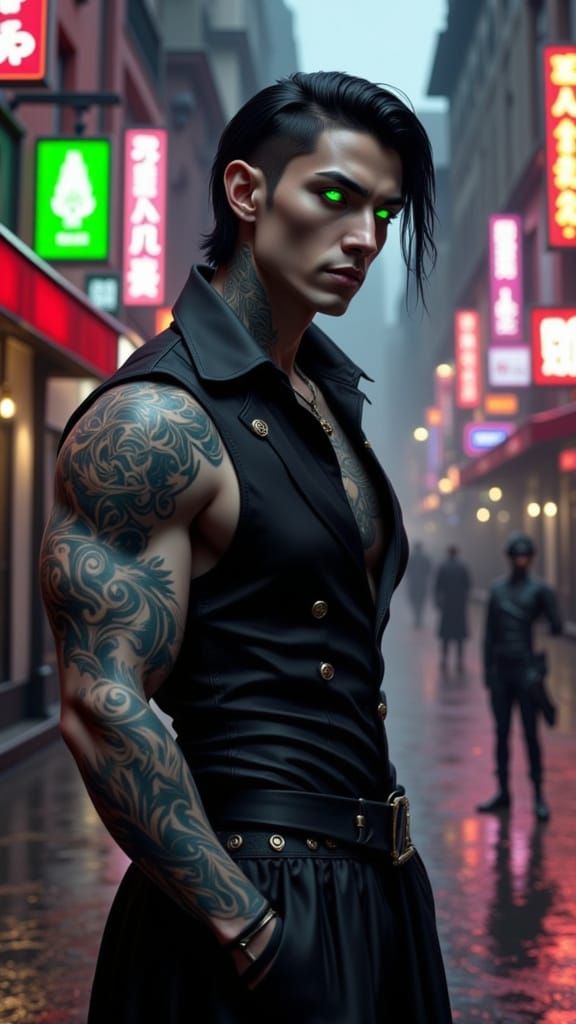 Modern Vampire in Steampunk Salem, MA - Dark Fantasy Art