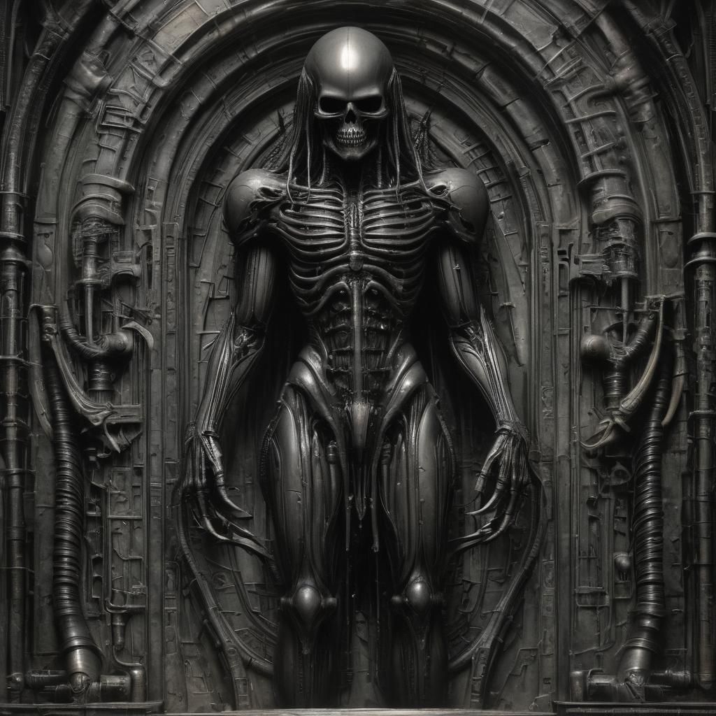 Grimdark Alien Landscape in Giger Style