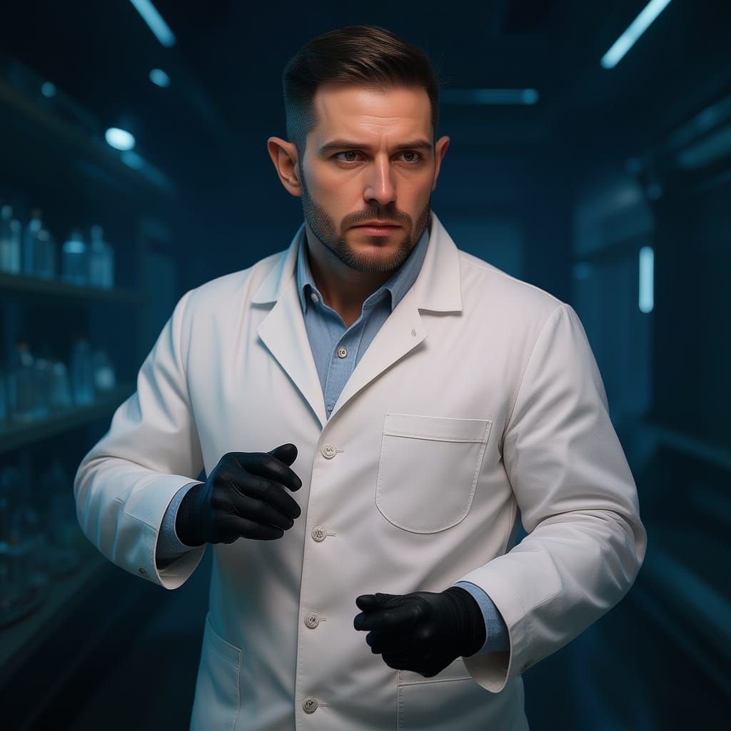 Sci-Fi Elf Sniper in Neon Cityscape