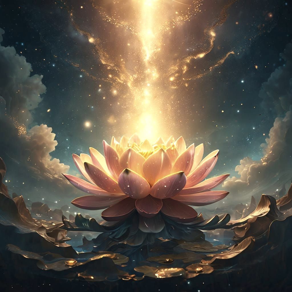 Lotus Flower in Euphoric Space: Digital Matte Painting