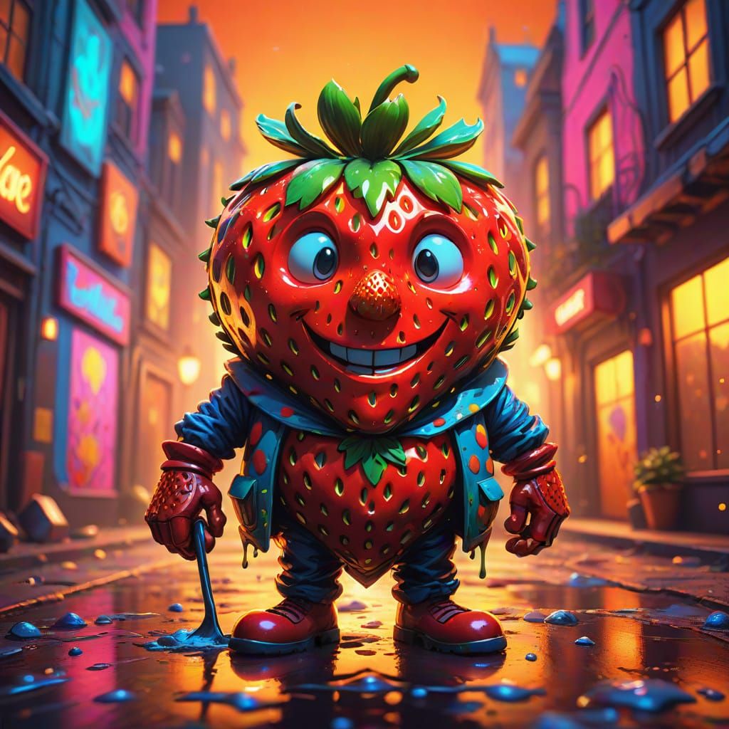 Hyperrealistic Strawberry Candyman Concept Art