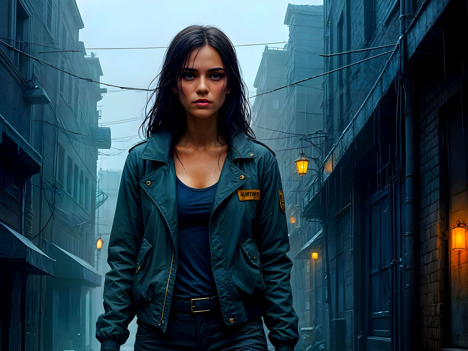 Rebellious Female Icon in Dark, Moody Portrait