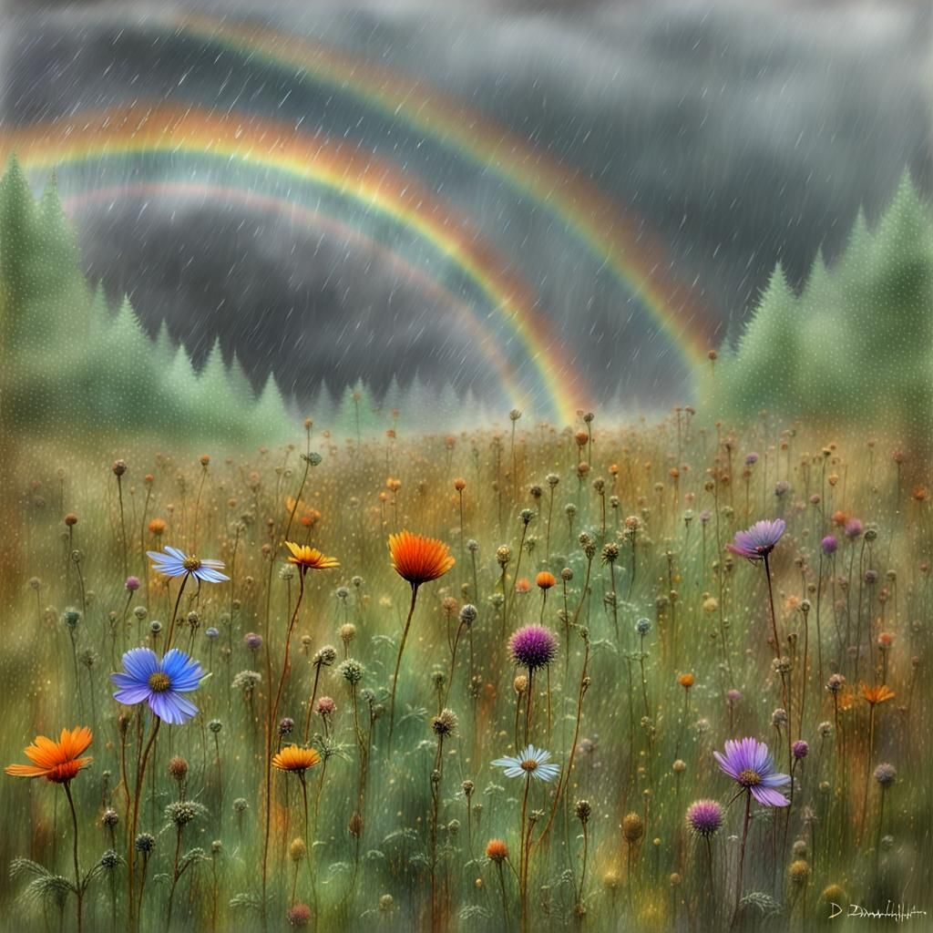 Wildflower Meadow in 3D Scratchitti Style