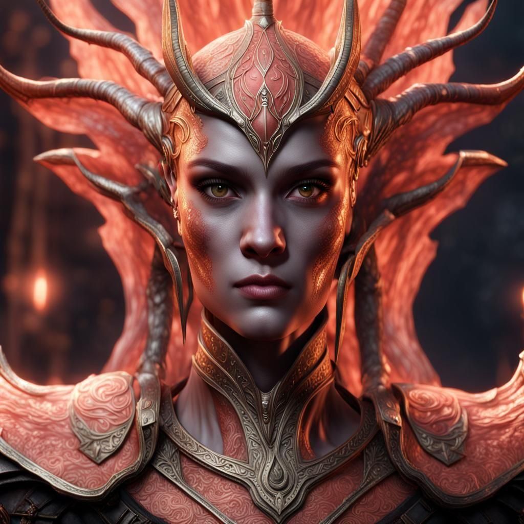 Mystical Altmer High Elf in Coral Armor