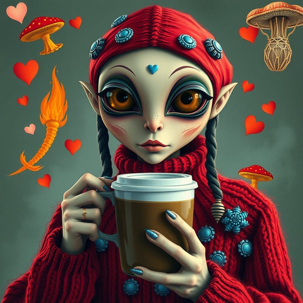 High-definition photographic imagery of an alien character n...