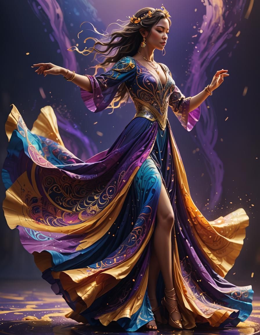 Colorful Fantasy Dancer in Digital Art Style