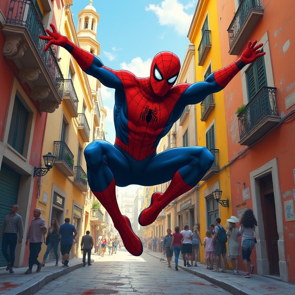 Spiderman Leaps from Naples' Vibrant Spanish Quarter Walls i...