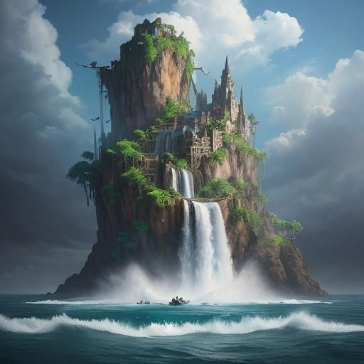 Victorious Luffy Overlooks a Fantastical World