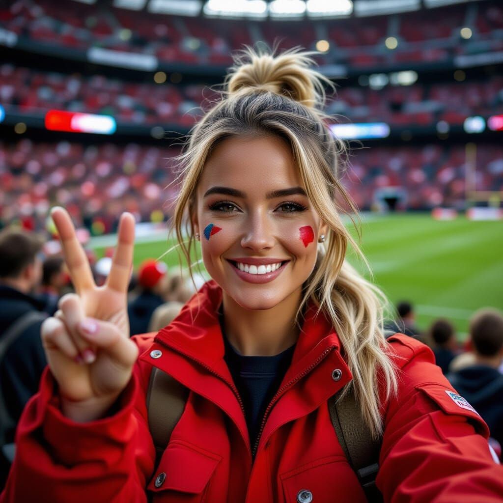 Football Fan Selfie in Photorealistic Style
