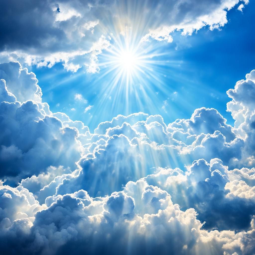 Heavenly Sunshine Beams in Soft Focus Clouds