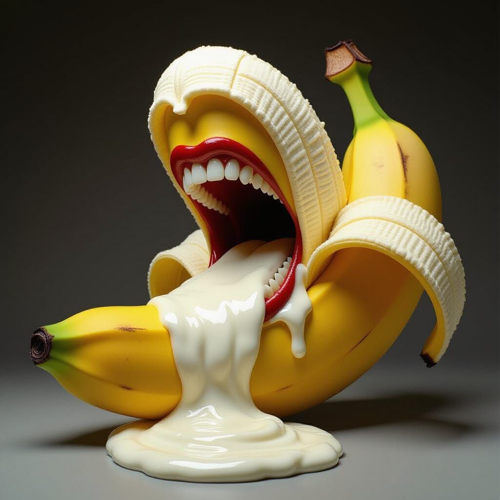 Colossal Banana Spewing Sour Cream in Giger-esque Style