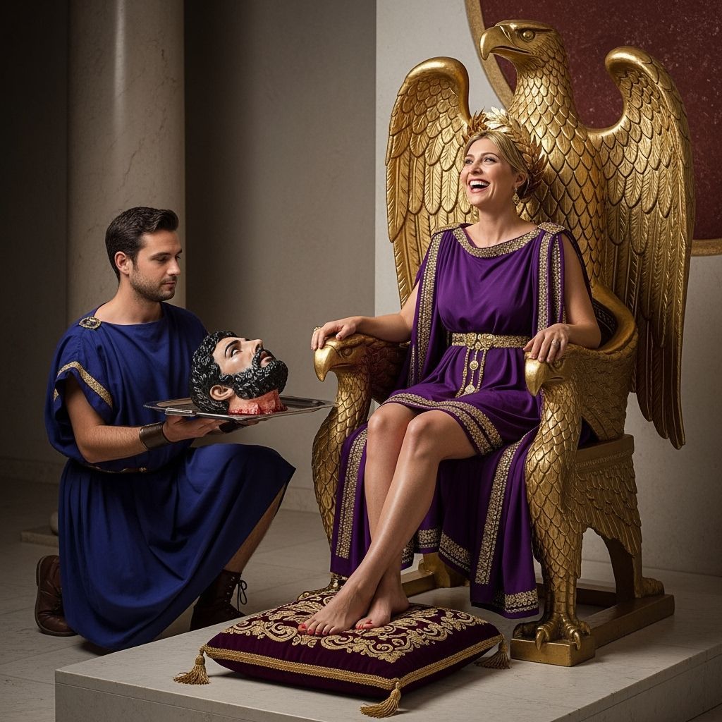 Roman Empress on Eagle Throne in Lavish Setting