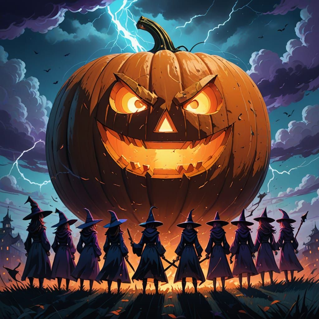 Witches Around Giant Pumpkin, Studio Trigger Style