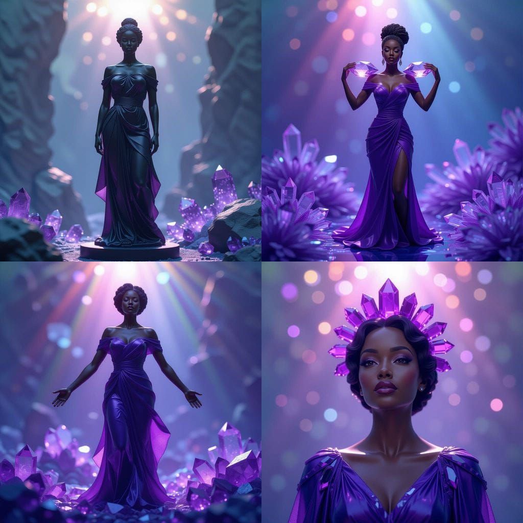 Amethyst Porcelain Statue with Humanity on Shoulders