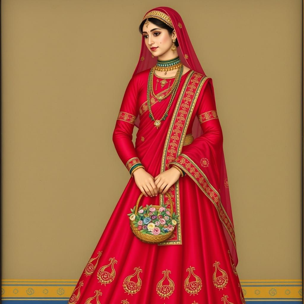 Anarkali in Mughal Gown in Miniature Style
