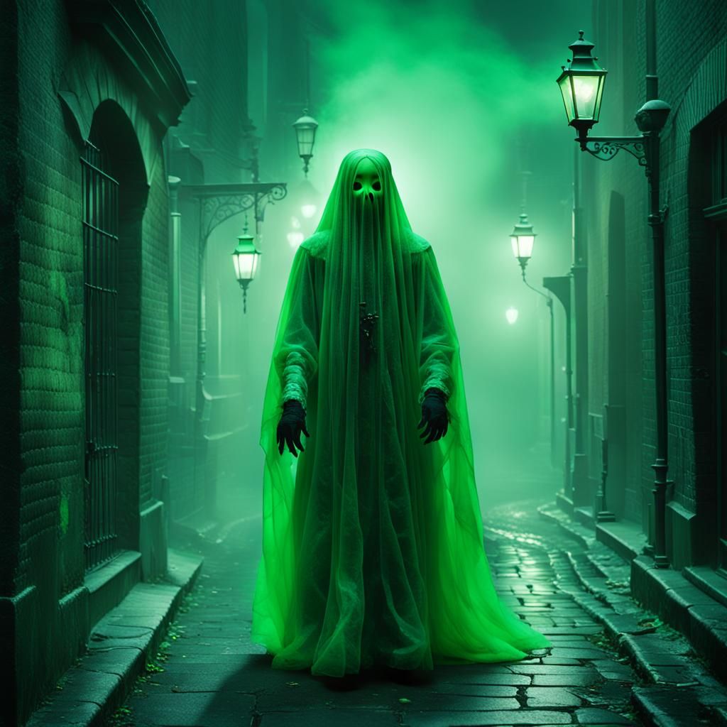 Eerie Victorian Ghost in Gothic Surrealism