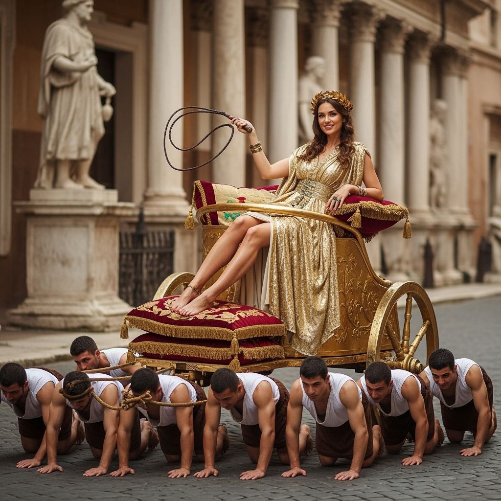 Roman Empress on Gold Chariot in Ancient Rome