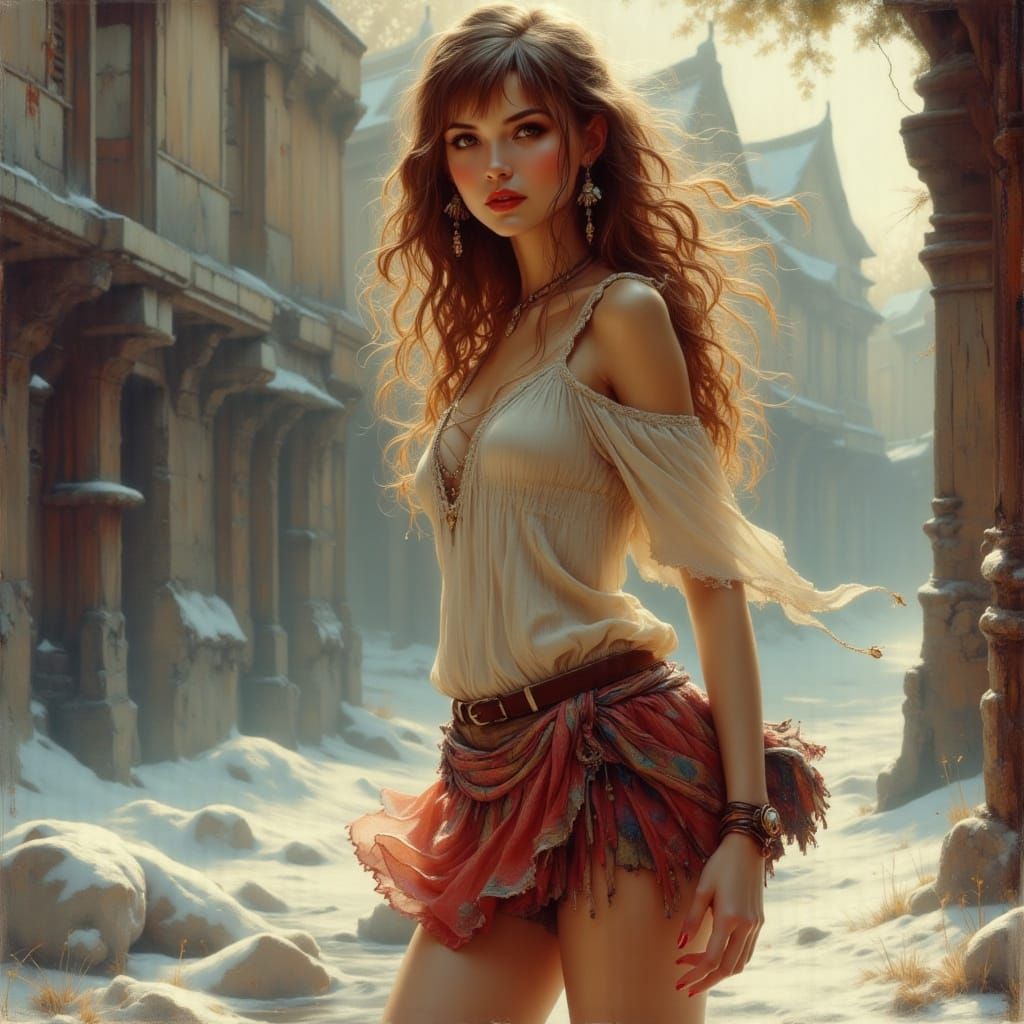 Beautiful Woman in Daring Miniskirt