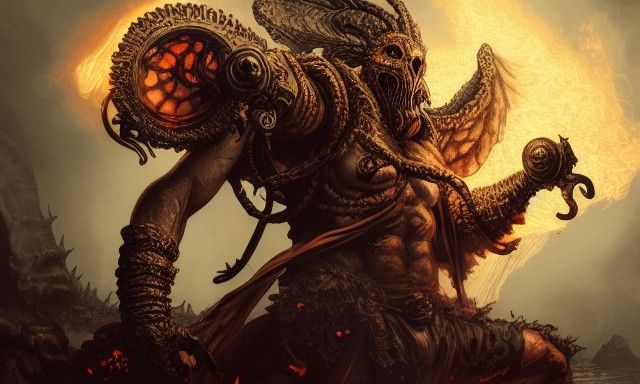 Immortal Typhon in Rococo Style at a Fire