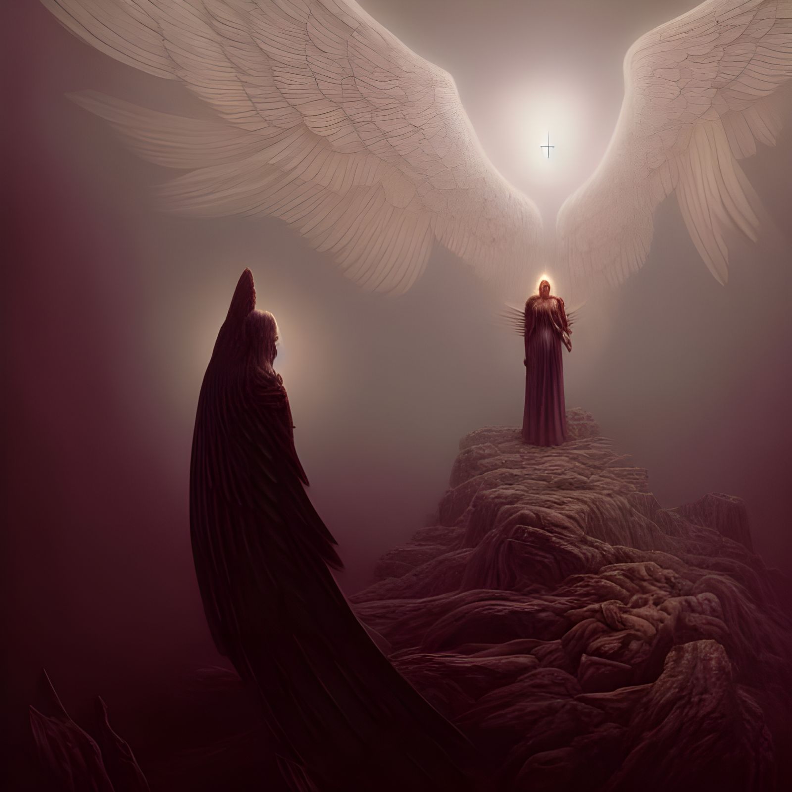 Ominous Angel of Light Digital Illustration