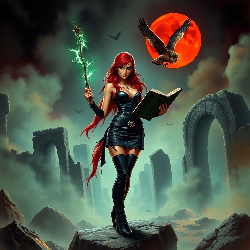 Goth Sorceress in Dark Fantasy Style