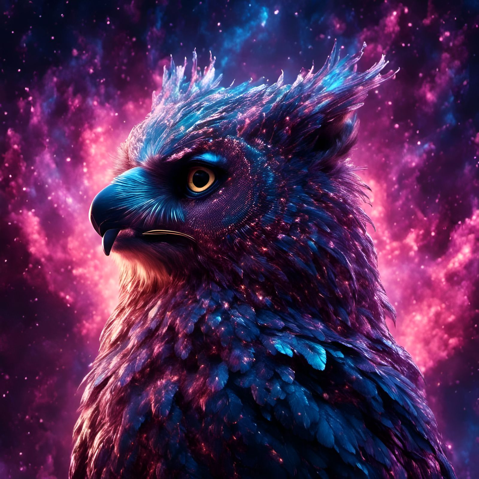 Spectacular Bear Owl Hybrid Breathes Aurora Fire