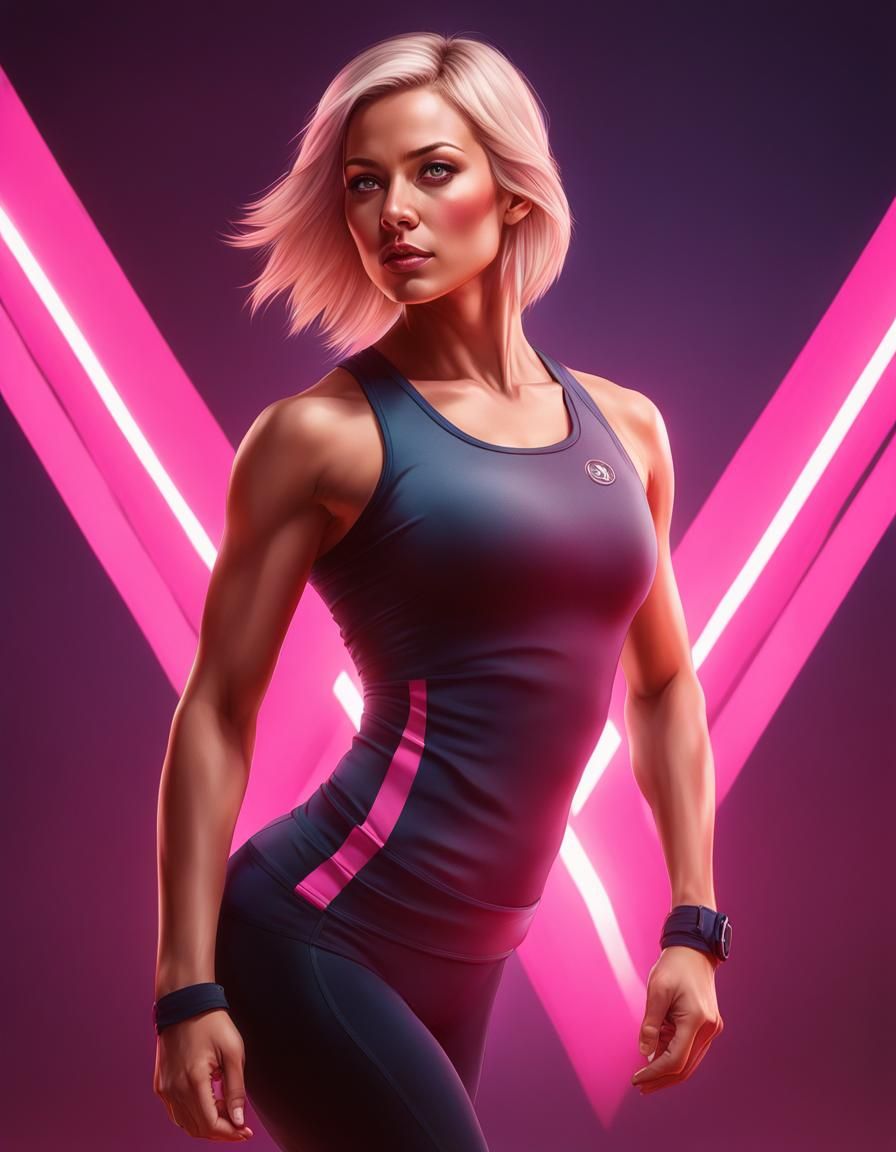 Athletic Yoga Instructor Portrait in Art Nouveau Style