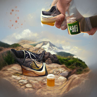 Beer Bottle with Nike Sneakers in Hyperrealism