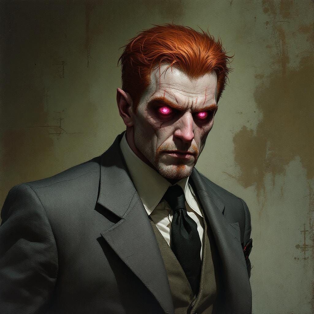 Dark Lord with Pink Eyes in Dramatic Lighting