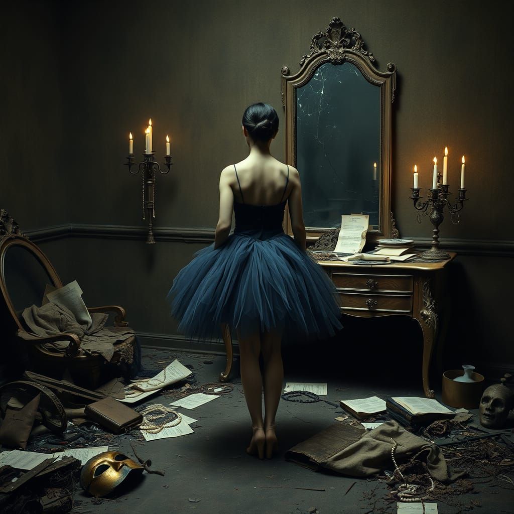 Ethereal Ballerina in a Haunting, Venetian-Style Atelier