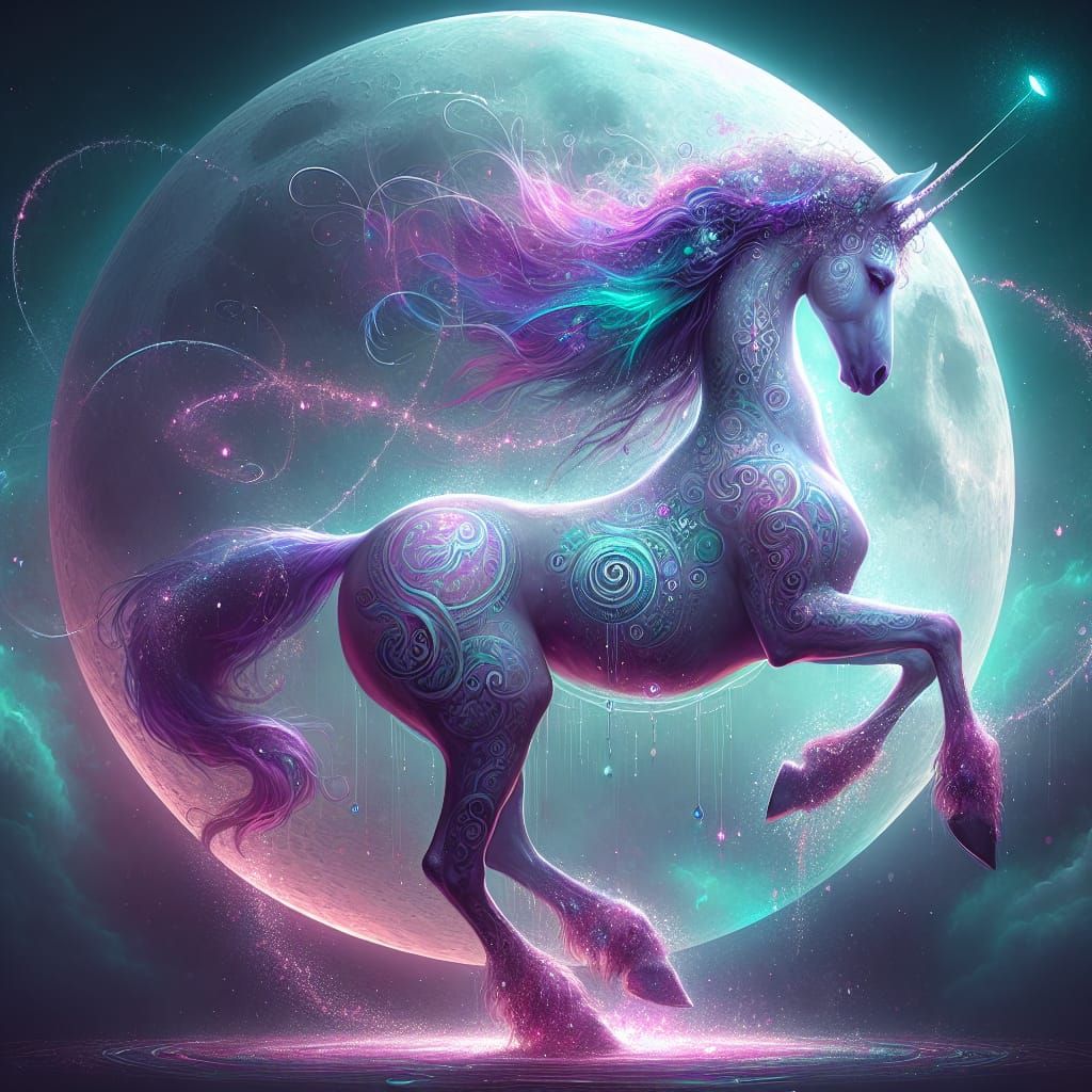 Purple Centaur with Tribal Tattoos in Fantasy Style