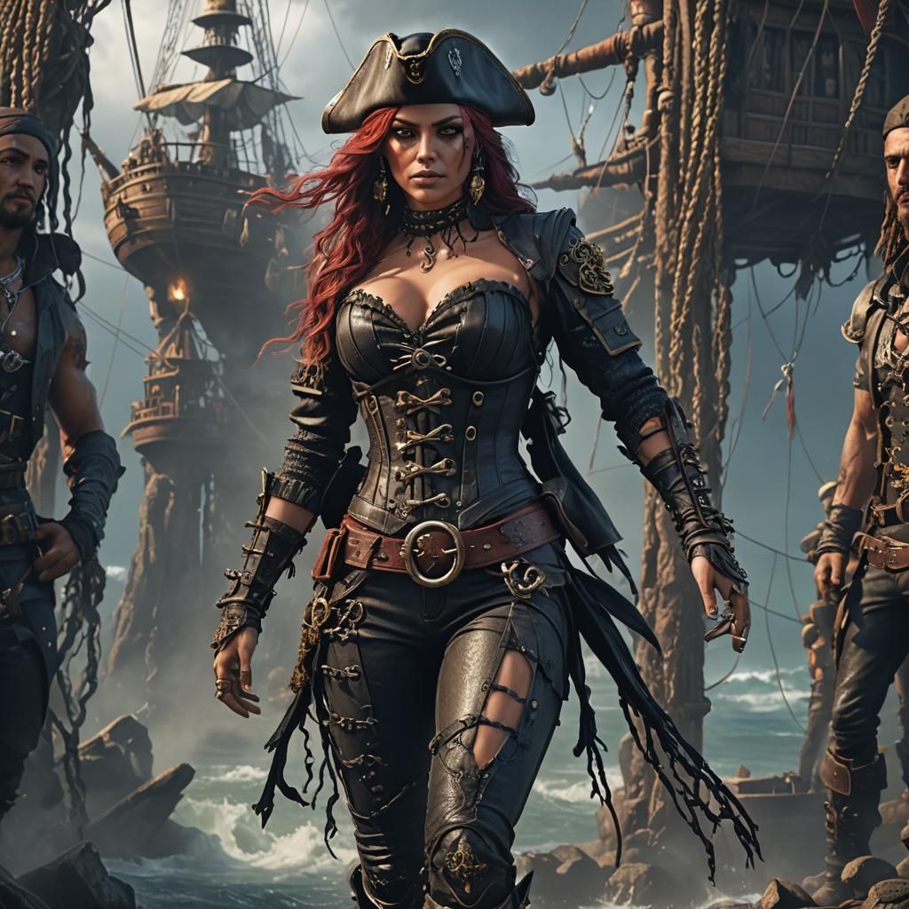 Female Pirate in Corset: Fantasy Concept Art