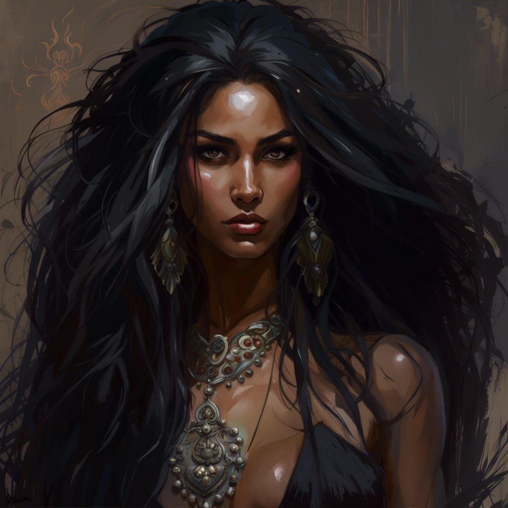 Exotic Model Portrait in Artistic Style