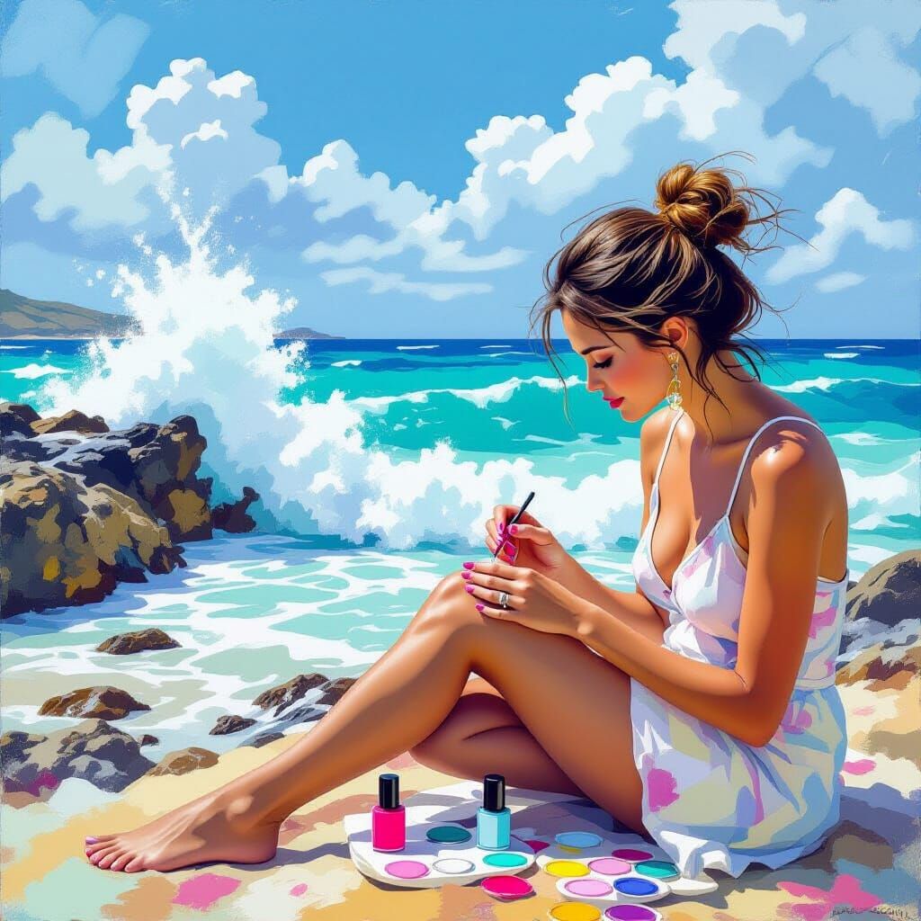 Nail polish seascape