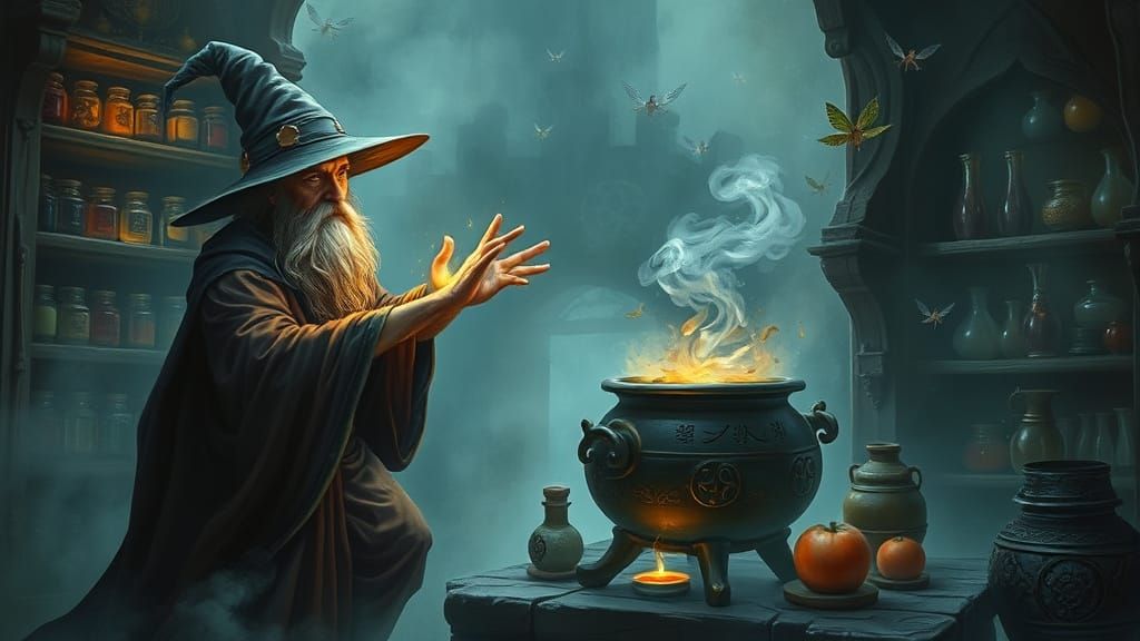 Mystical Alchemist in Enchanted Forest
