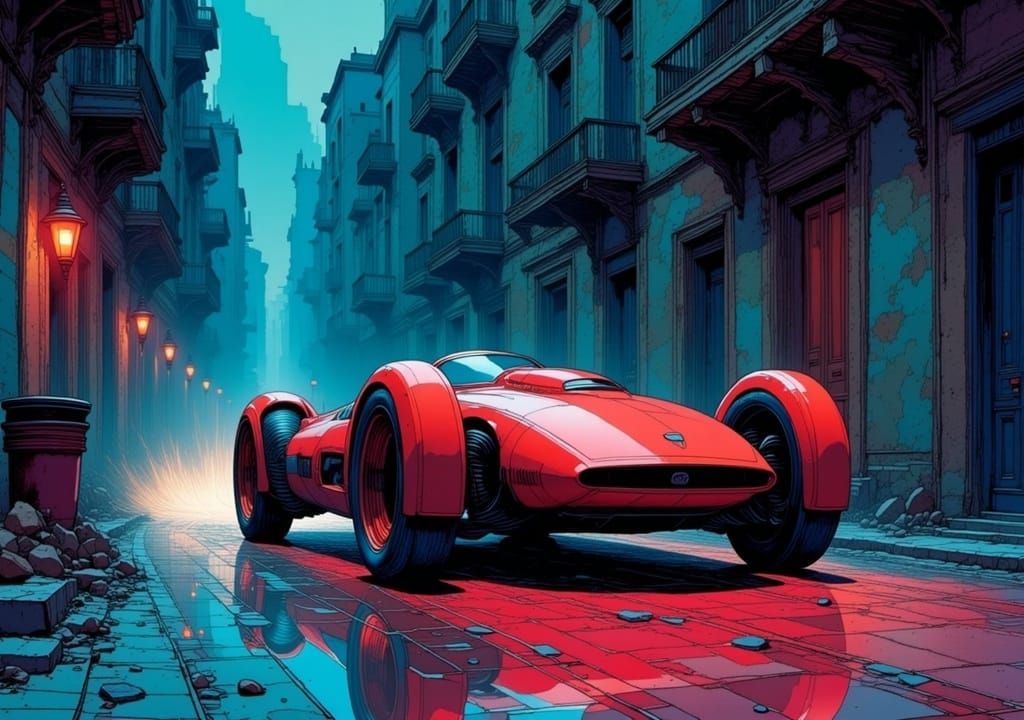 Moebius Style Futuristic Middle Eastern City at Night