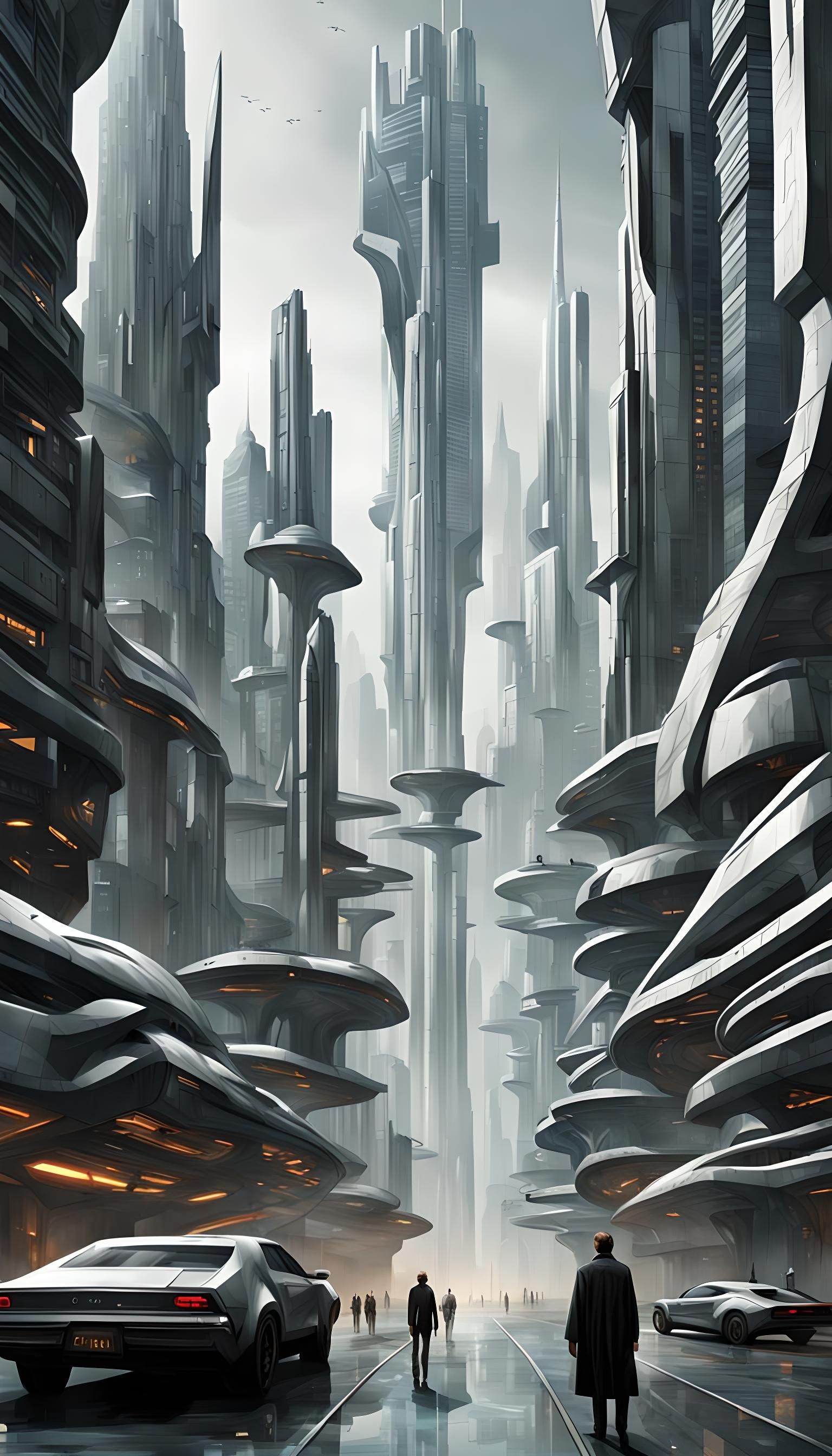 Time Traveler in Sinister Futuristic City