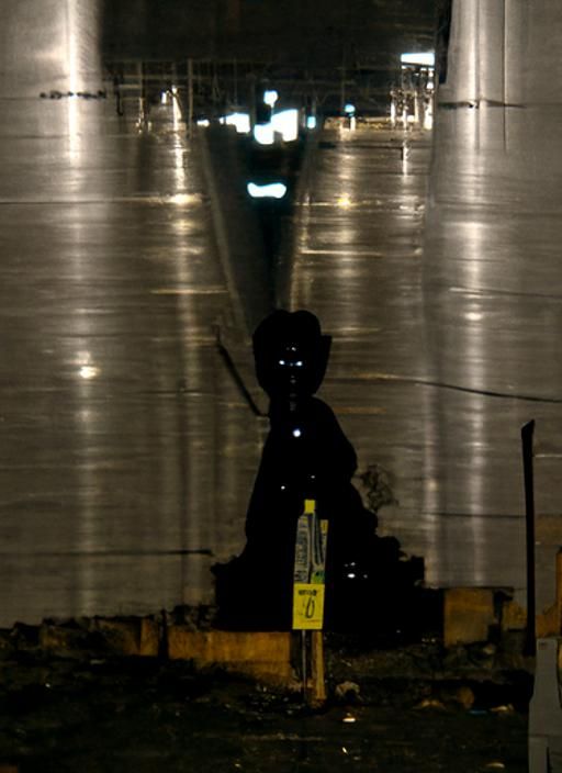 Creepy Shadow Figure on Highway at Night